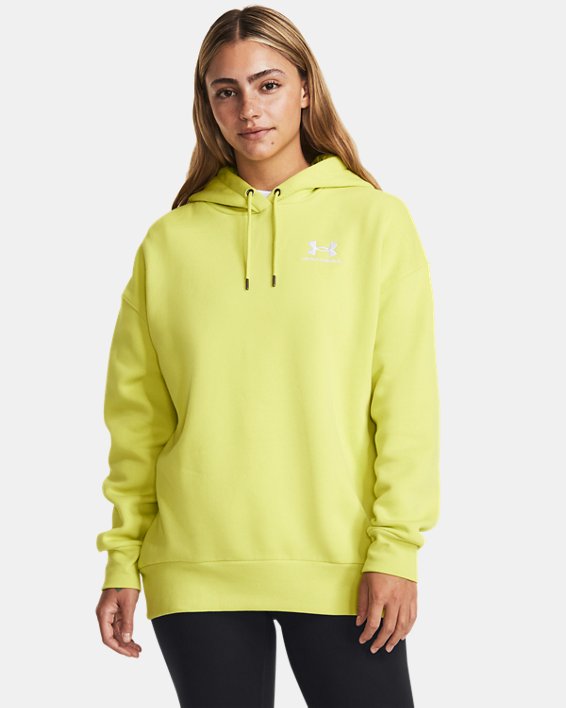 Women's UA Essential Fleece Oversized Hoodie, Yellow, pdpMainDesktop image number 0